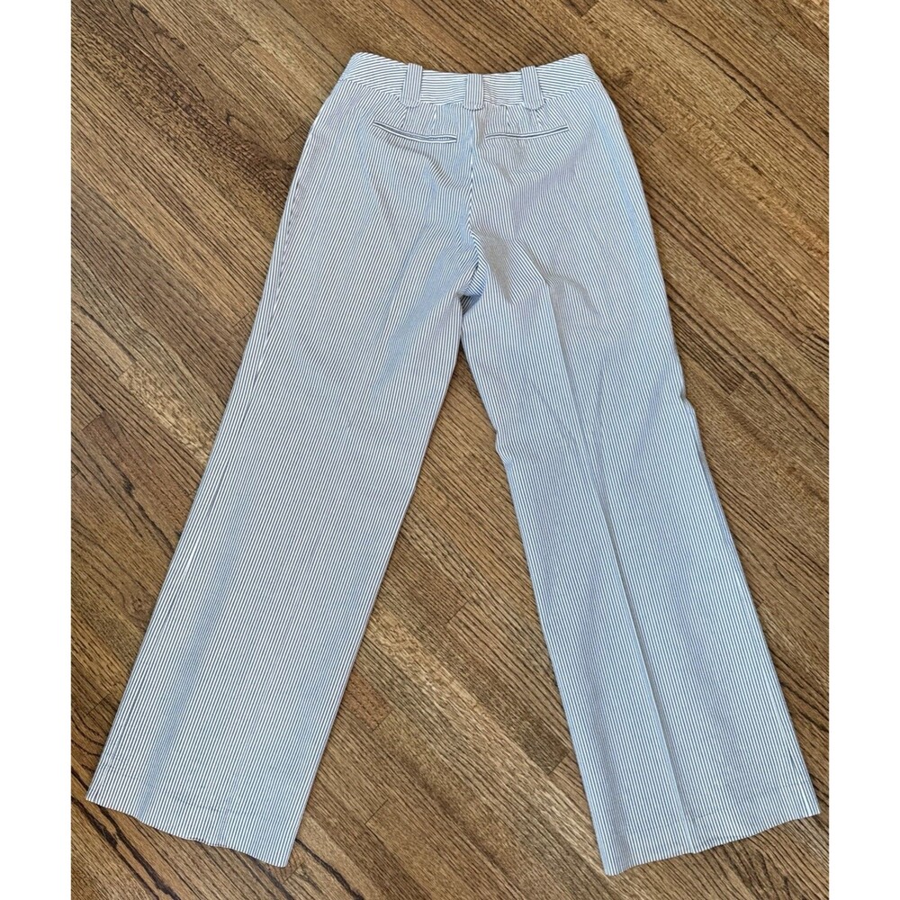 Women’s Gray White Striped Seersucker Wide Leg Trousers Dress Pants - Size 6 - Picture 5 of 6